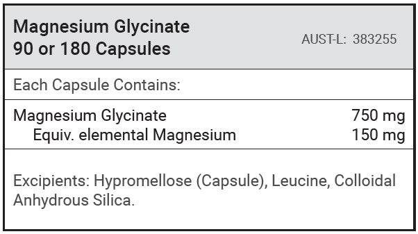 Magnesium Glycinate - 180 Capsules